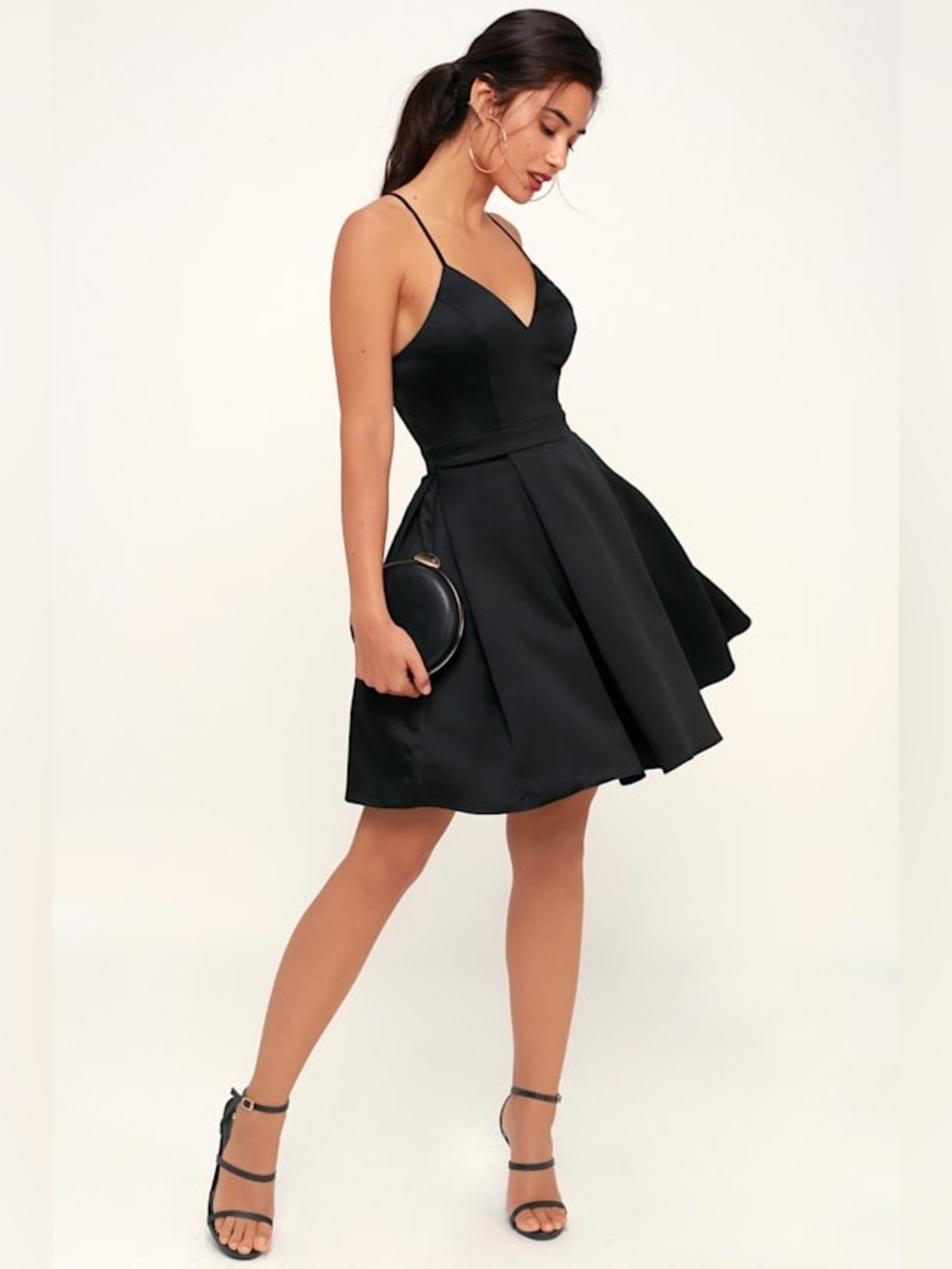 NWT Lulus Believe in Love Backless Black Skater Dress- Size Small